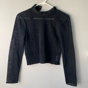 Zara Women’s Black Patterned Cropped Turtleneck top